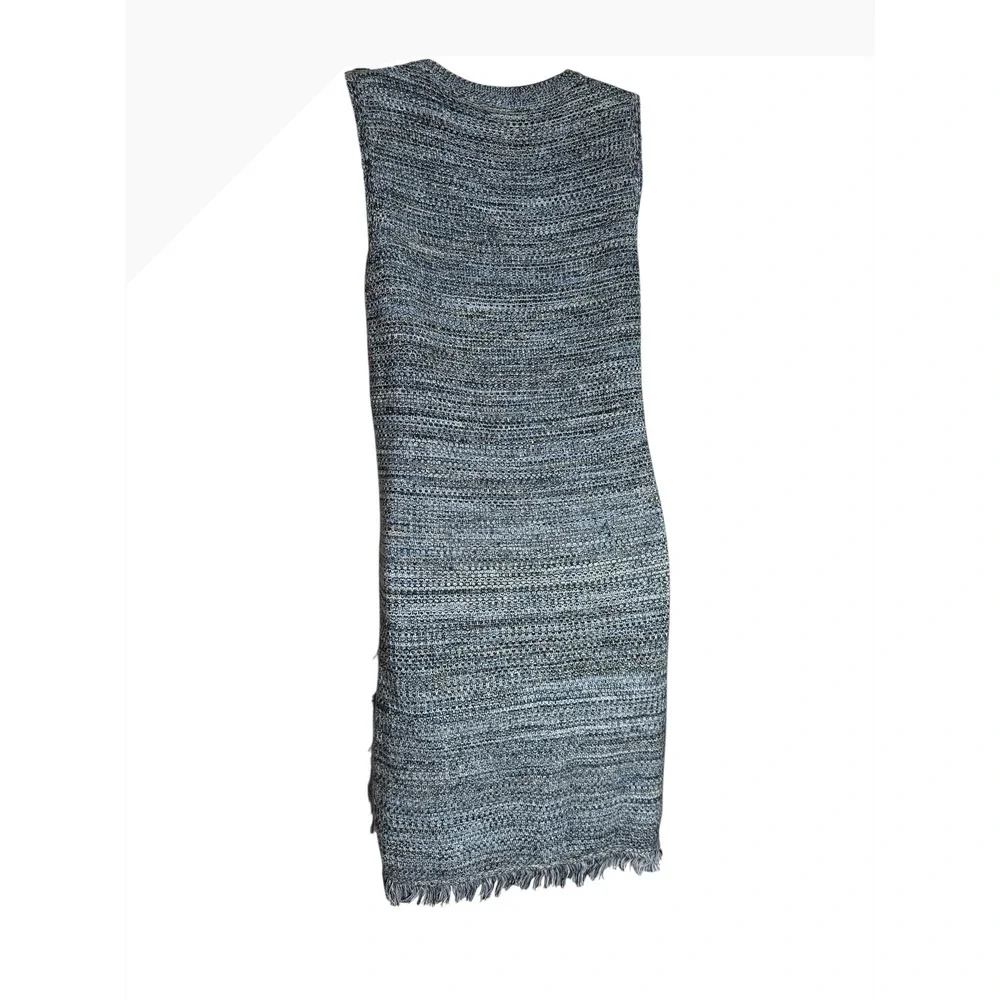 Anthropologie Shift Dress Size XS Stone Blue Holding Horses Fringe Edges PERFECT